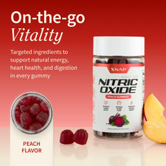 Product packaging and bottle display for Snap Supplements gummies