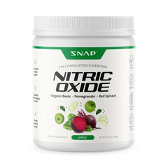 Bottle of Snap Supplements Organic Beet Root Nitric Oxide Powder with Apple flavor