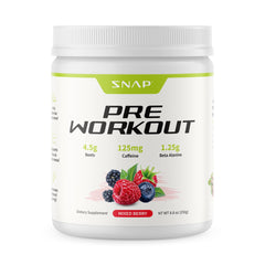 Snap Supplements pre-workout beet root powder jar shows a clean energy option for workouts