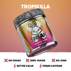 SNEAK Tropikilla scoop adding powder for precise serving.