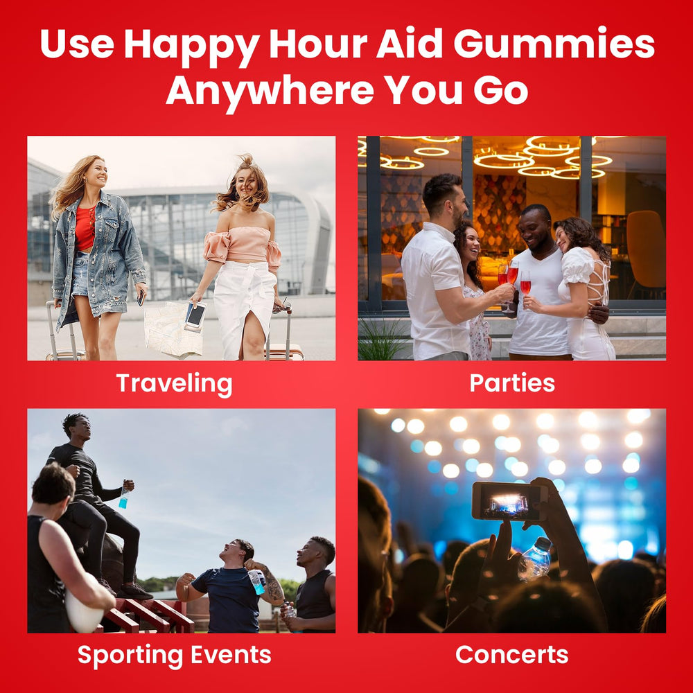 Nutrition facts label for Sneaky Booze Happy Hour Aid Gummies