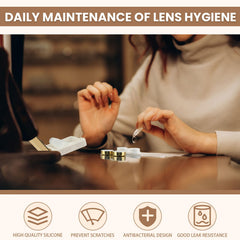 Tweezers included for handling contact lenses