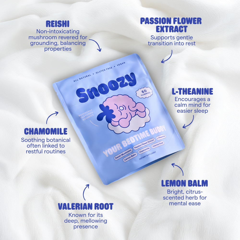 Chamomile, Lemon Balm, and Valerian Root blend on packaging