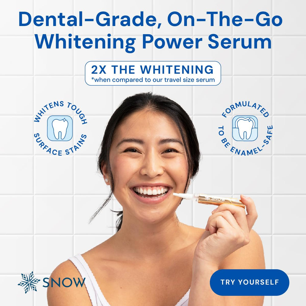 Whitening serum pen applying to a tooth