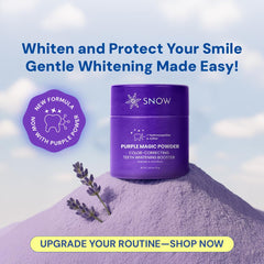 Toothbrush with purple booster powder applied