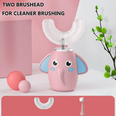 Close-up of ergonomic U-type brush head for children's mouths