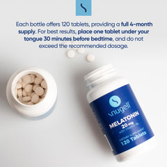 Natural strawberry flavor, fast-dissolving melatonin tablet close-up