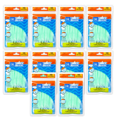 10-pack 100-count soft bristle dental floss picks with ergonomic grip