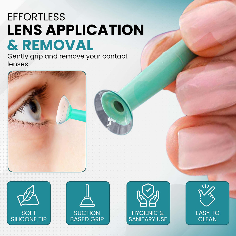 Close-up of silicone suction tip for safe lens handling