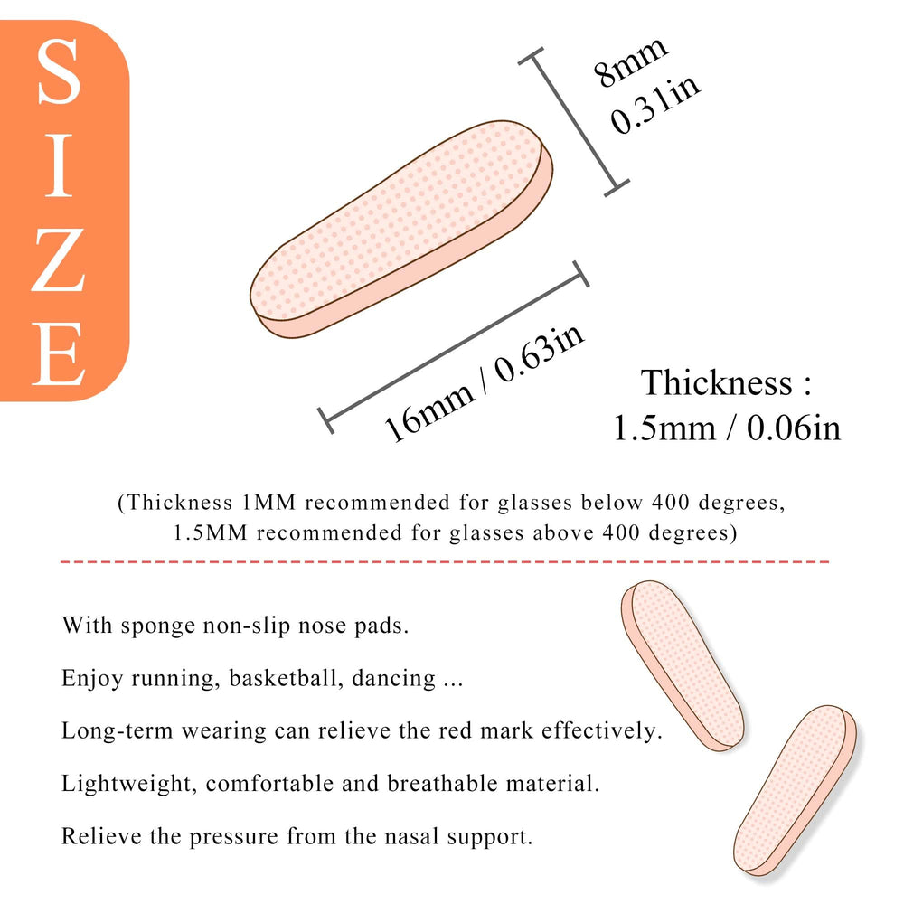 D-shaped beige nose pads, 1.5mm thick