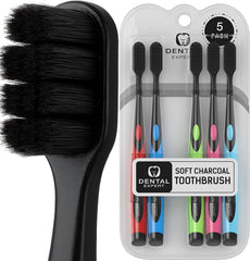 Ultra-soft charcoal toothbrush for adults with colorful handle