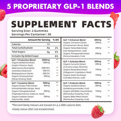 Close-up of raspberry-flavored GLP-1 probiotic gummies
