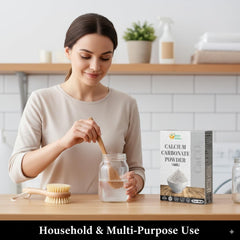 Soil amendment with calcium carbonate powder balancing acidity