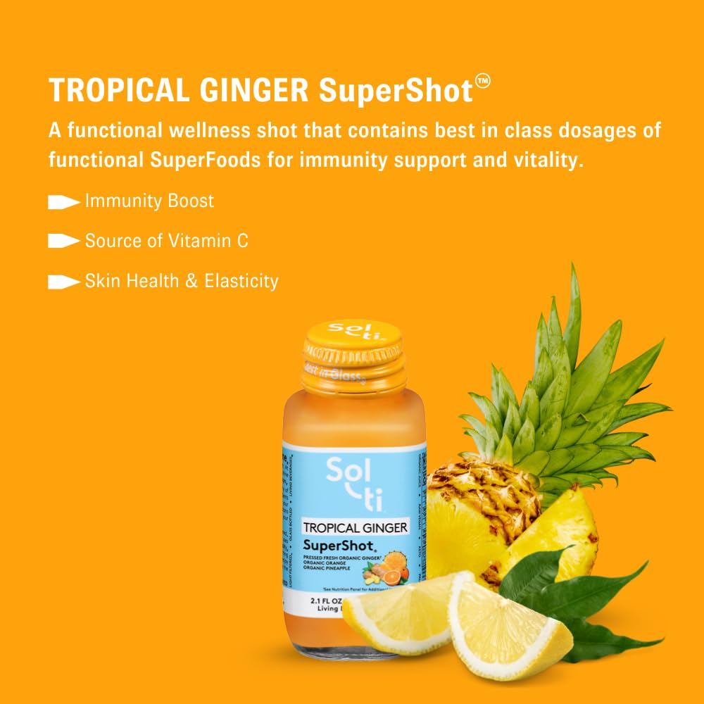 Sol-ti Tropical Ginger SuperShot label highlights 35 percent DV vitamin C