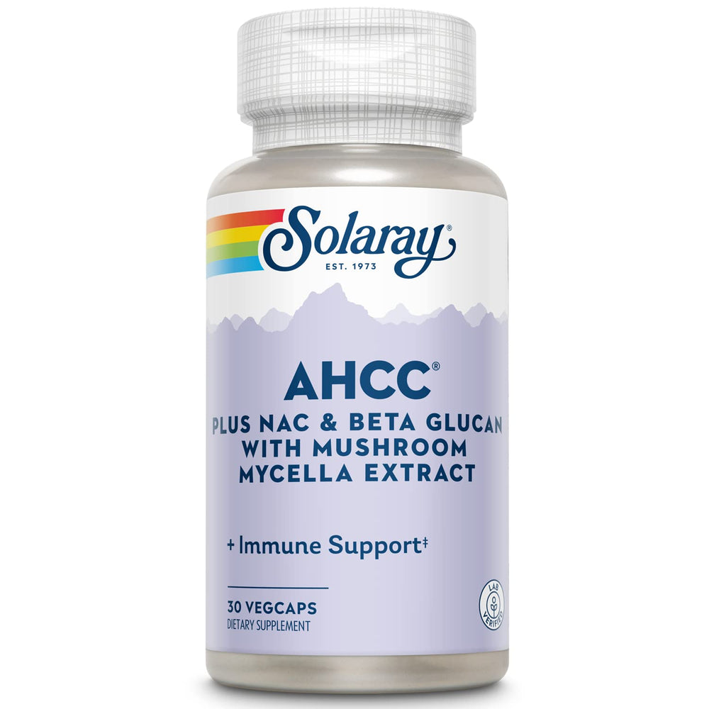 Solaray AHCC + NAC & Beta Glucan Veg Cap bottle front