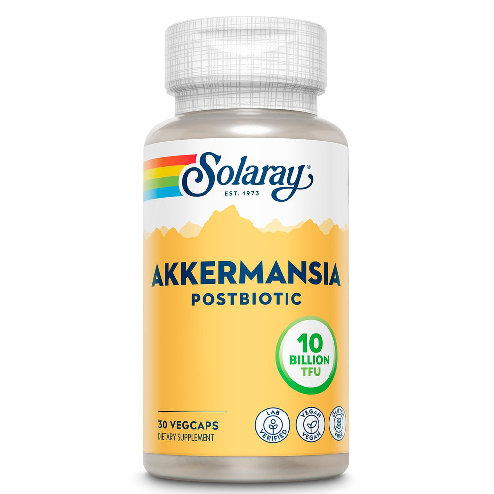 SOLARAY Akkermansia Postbiotic Akk11 bottle with label