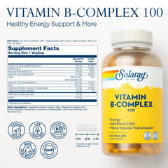 Back view of Solaray B-Complex 100-250 Capsule bottle