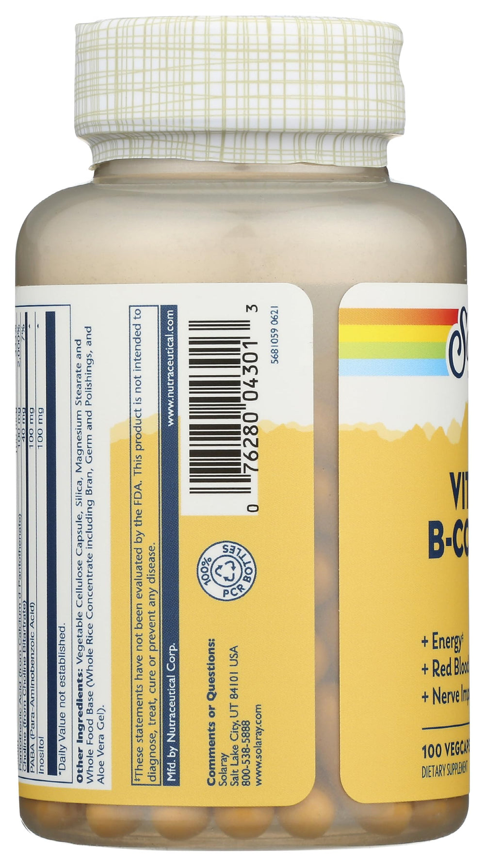 Solaray B-Complex whole rice base photo hints a gentle formulation