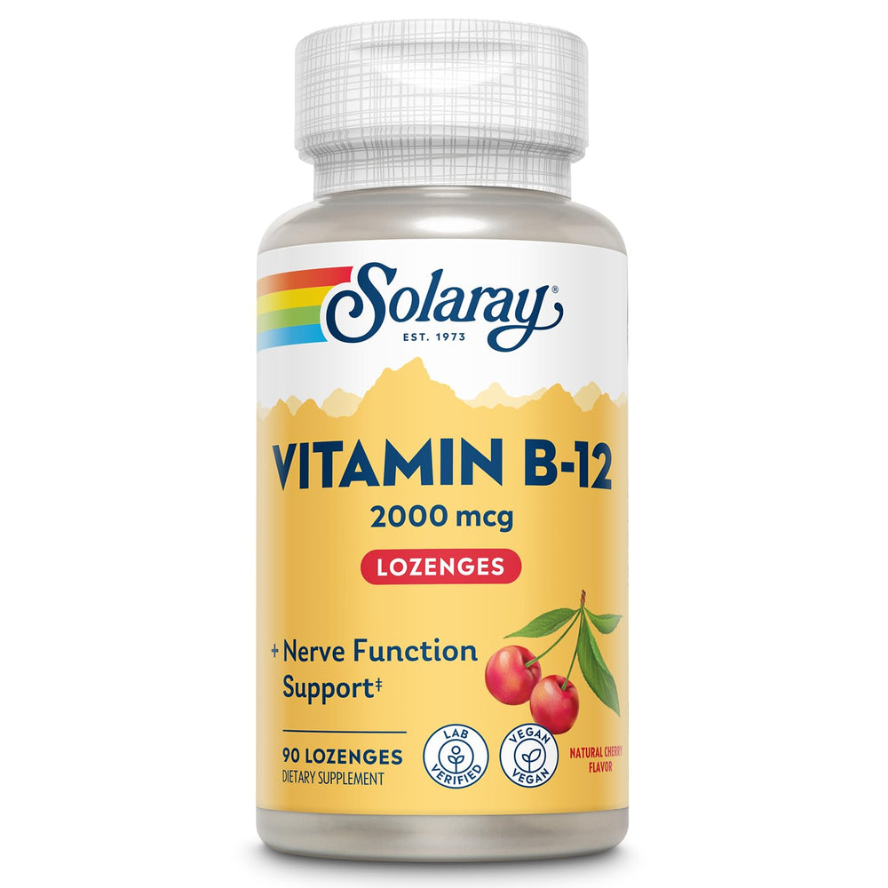 SOLARAY Vitamin B12 2000 mcg lozenge cherry flavor packaging
