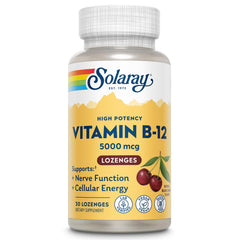 SOLARAY B12 Lozenges 5000 mcg Cherry flavor bottle front