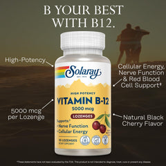 Pack shot of SOLARAY B12 Lozenges 5000 mcg Cherry