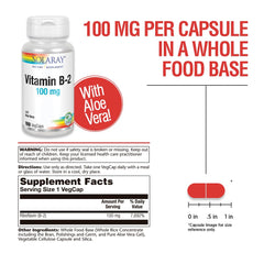 SOLARAY Vitamin B-2 Riboflavin 100 mg with Aloe Vera label