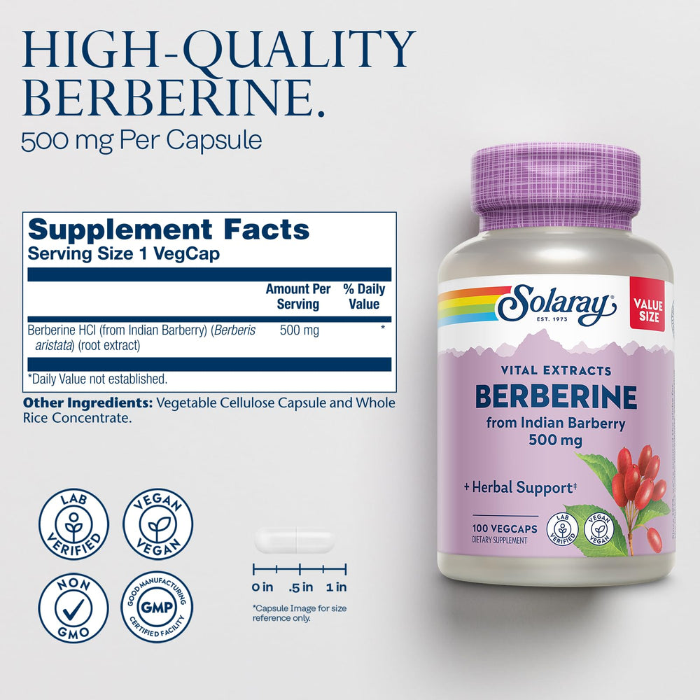 SOLARAY Berberine 500mg label
