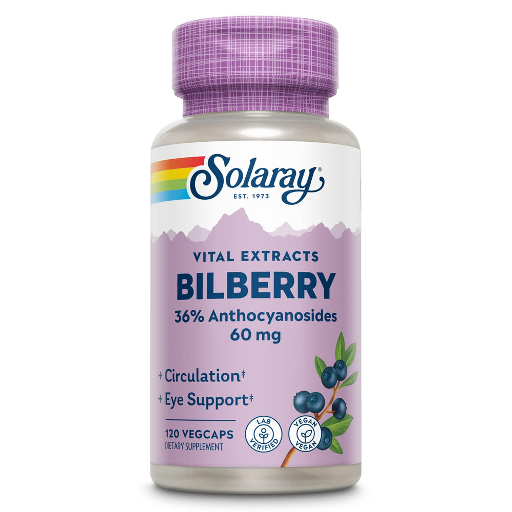 SOLARAY Bilberry Berry Extract 60 mg per capsule bottle