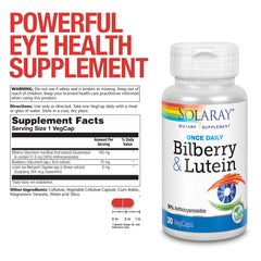 Graphic highlighting bilberry and lutein for vision health
