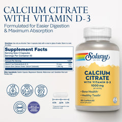 Label image for Solaray Calcium Citrate with Vitamin D3 1000mg.