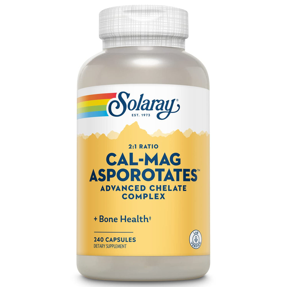 Bottle of Solaray Calcium and Magnesium Asporotate Capsules, 240 count