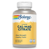 Bottle of Solaray Calcium Magnesium Citrate 1:1 ratio, 180 vegan capsules