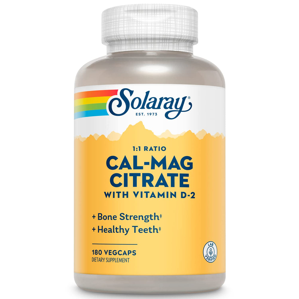 SOLARAY Calcium Magnesium Citrate 1:1 ratio bottle with Vitamin D2