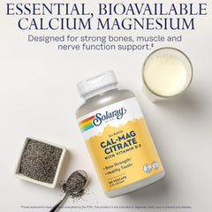 Label information for Solaray Calcium Magnesium Citrate 2:1