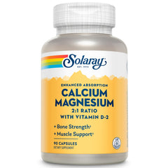 Solaray Calcium and Magnesium with Vitamin D2 amino acid chelate 2:1 bottle front view