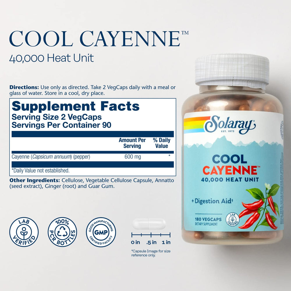 Cayenne Pepper capsules showing 90 servings