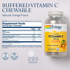 Close-up of SOLARAY Vitamin C chewables bottle with orange label