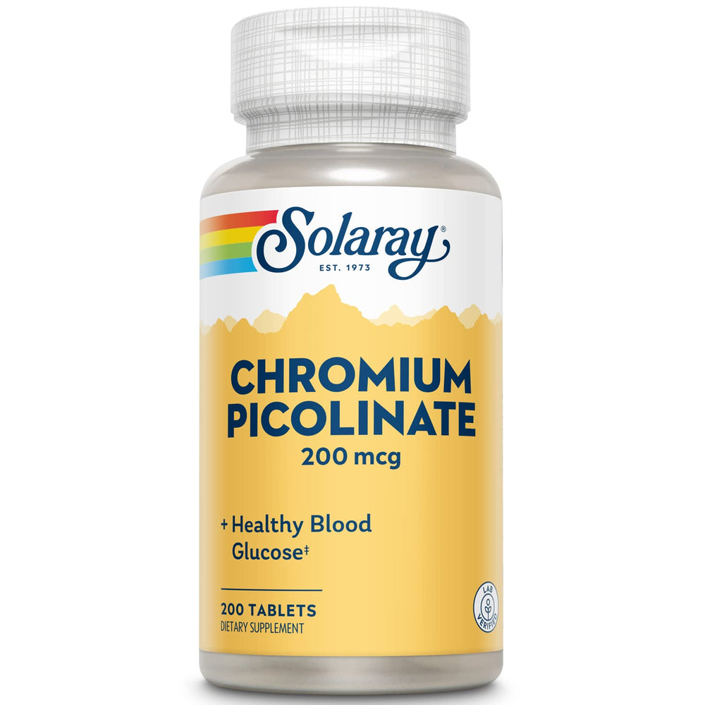 Close-up of Solaray Chromium Picolinate 200 mcg tablets