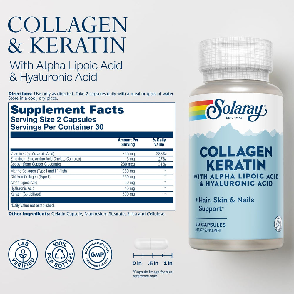 Illustration of SOLARAY Collagen Keratin Type I II III collagen