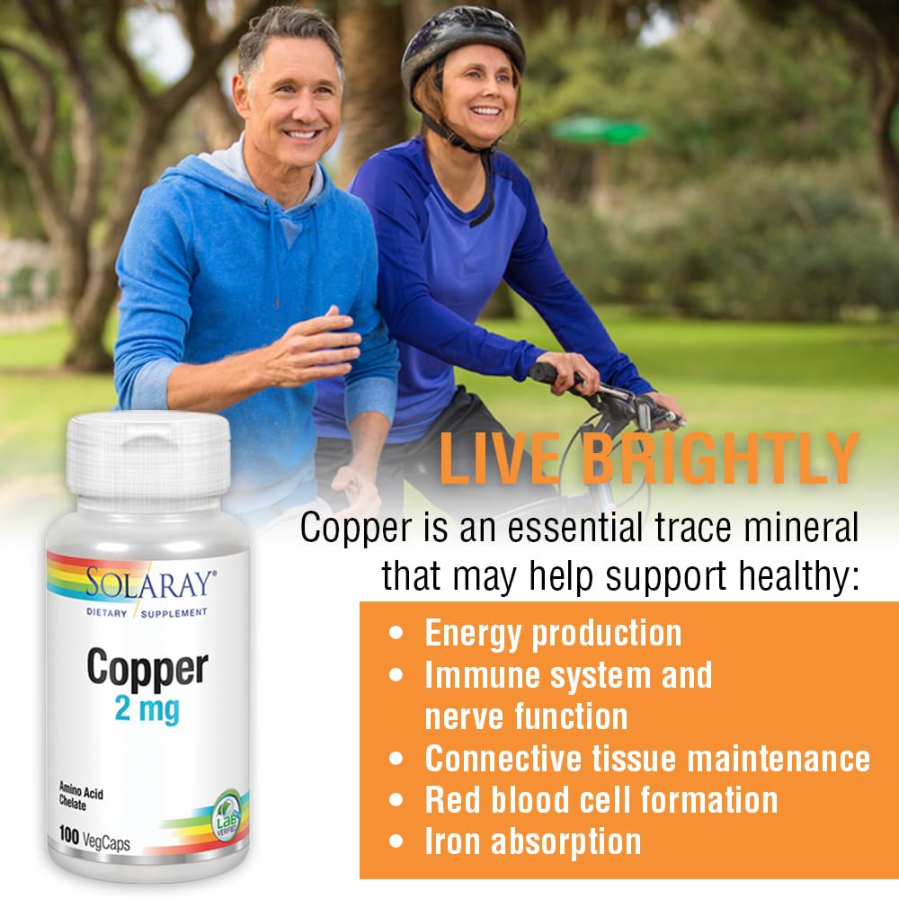 Nutrition facts and daily value for Copper 2 mg