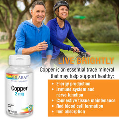 Nutrition facts and daily value for Copper 2 mg
