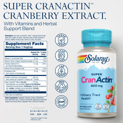 CranActin Cranberry Extract 400mg ingredient panel showing added vitamins