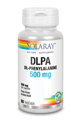 Nutritional facts panel for SOLARAY DL-Phenylalanine 500mg