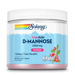 SOLARAY D-Mannose with CranActin Cranberry AF Extract Powder bottle on white background
