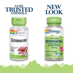 SOLARAY Echinacea Angustifolia & Purpurea Root Veg Cap bottle side label 460mg 100 count