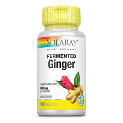 Bottle of SOLARAY Fermented Ginger Root 400mg capsules - front view