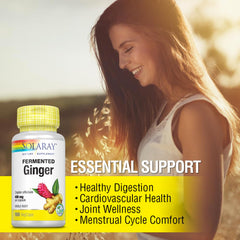 SOLARAY Fermented Ginger Root 400mg packaging with whole root image
