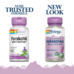 Close-up of SOLARAY Forskohlii 385 mg label - 60 capsules