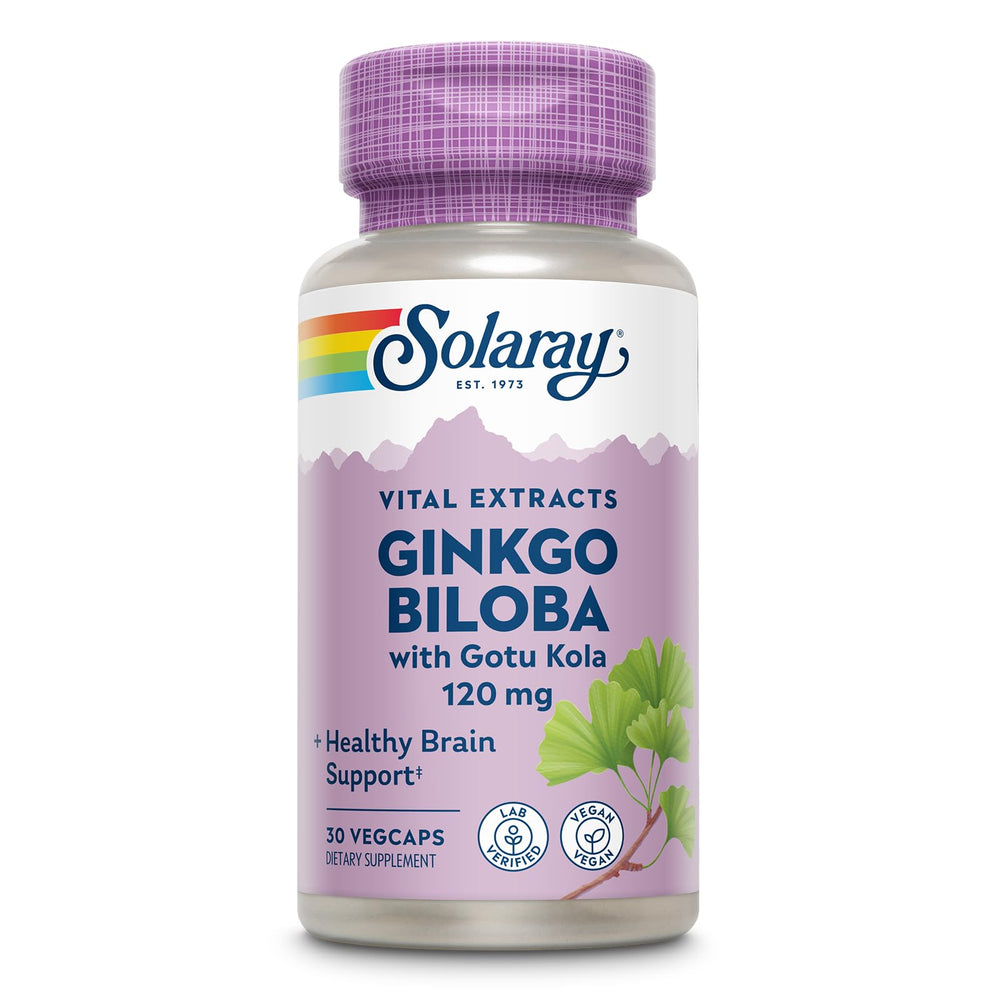 SOLARAY Ginkgo Biloba Extract with Gotu Kola bottle front view