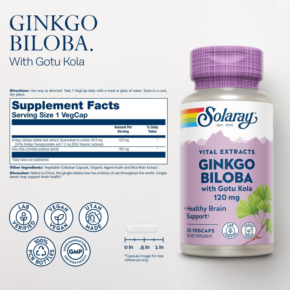 Capsules of SOLARAY Ginkgo Biloba with Gotu Kola